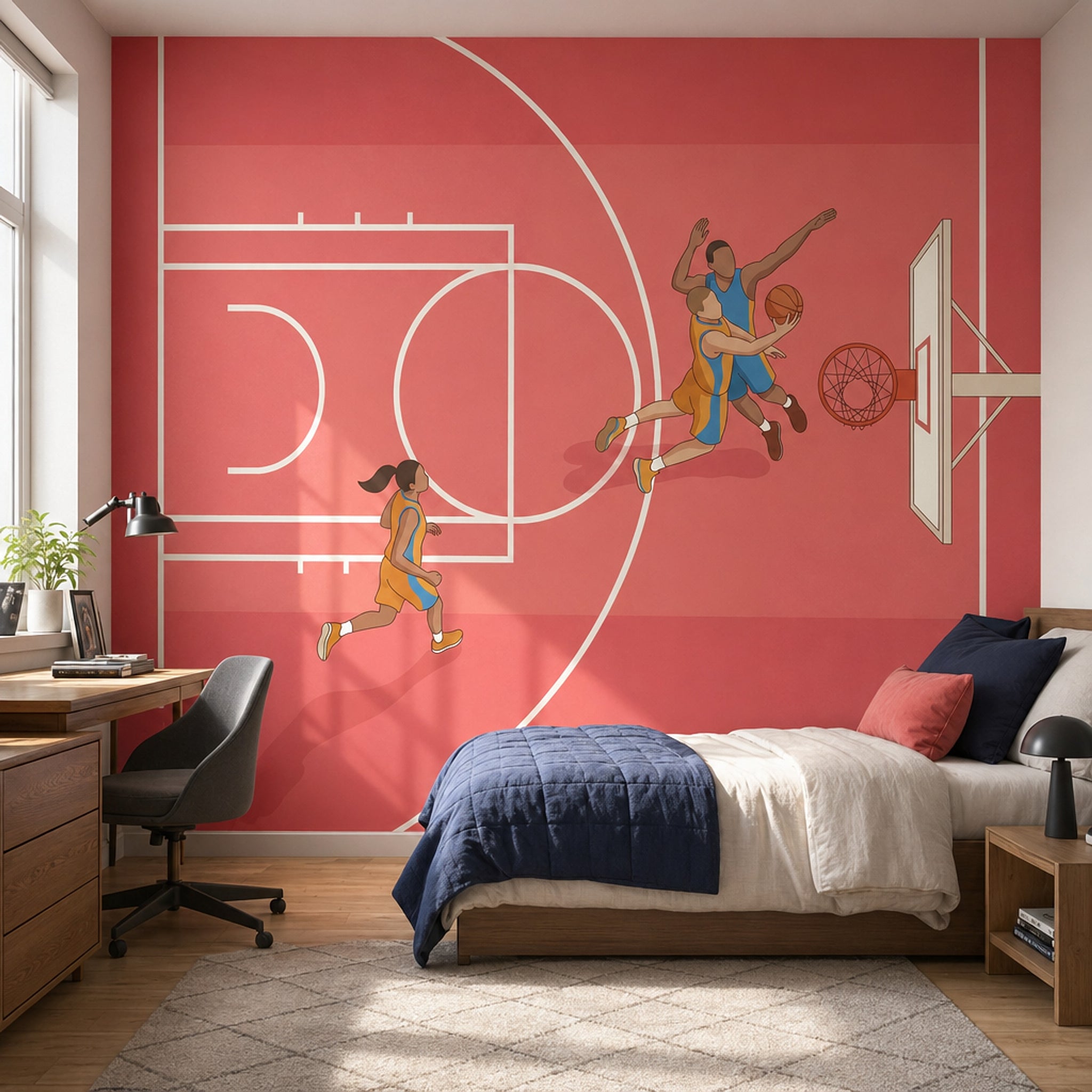 Basketball Wallpaper Sports Court Lines Removable Wall Decor