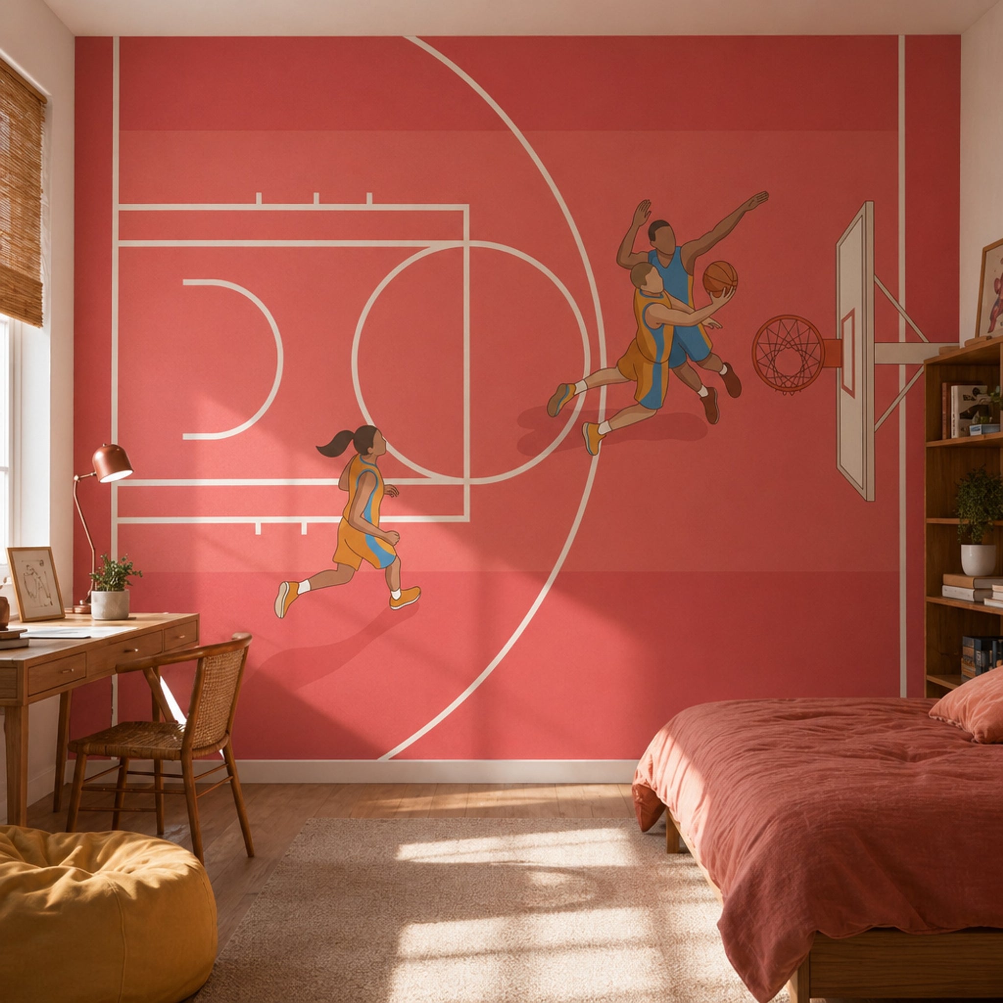 Basketball Wallpaper Sports Court Lines Removable Wall Decor