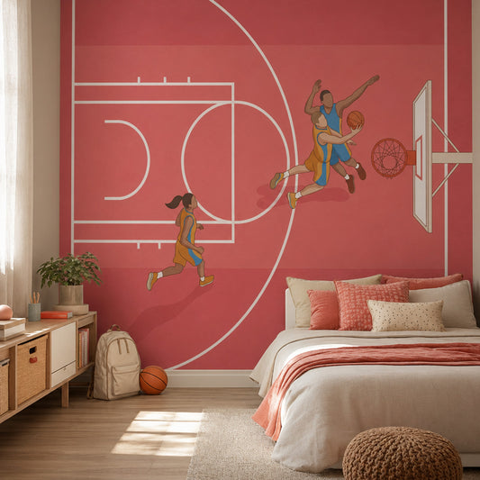 Basketball Wallpaper Sports Court Lines Removable Wall Decor