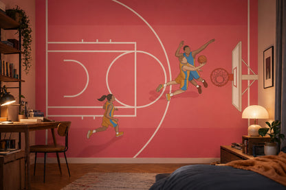 Basketball Wallpaper Sports Court Lines Removable Wall Decor