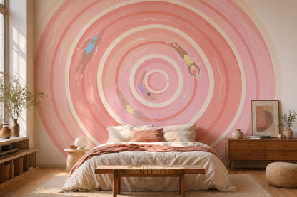 Abstract Spiral Wallpaper Concentric Rings Swimmers Wall Mural