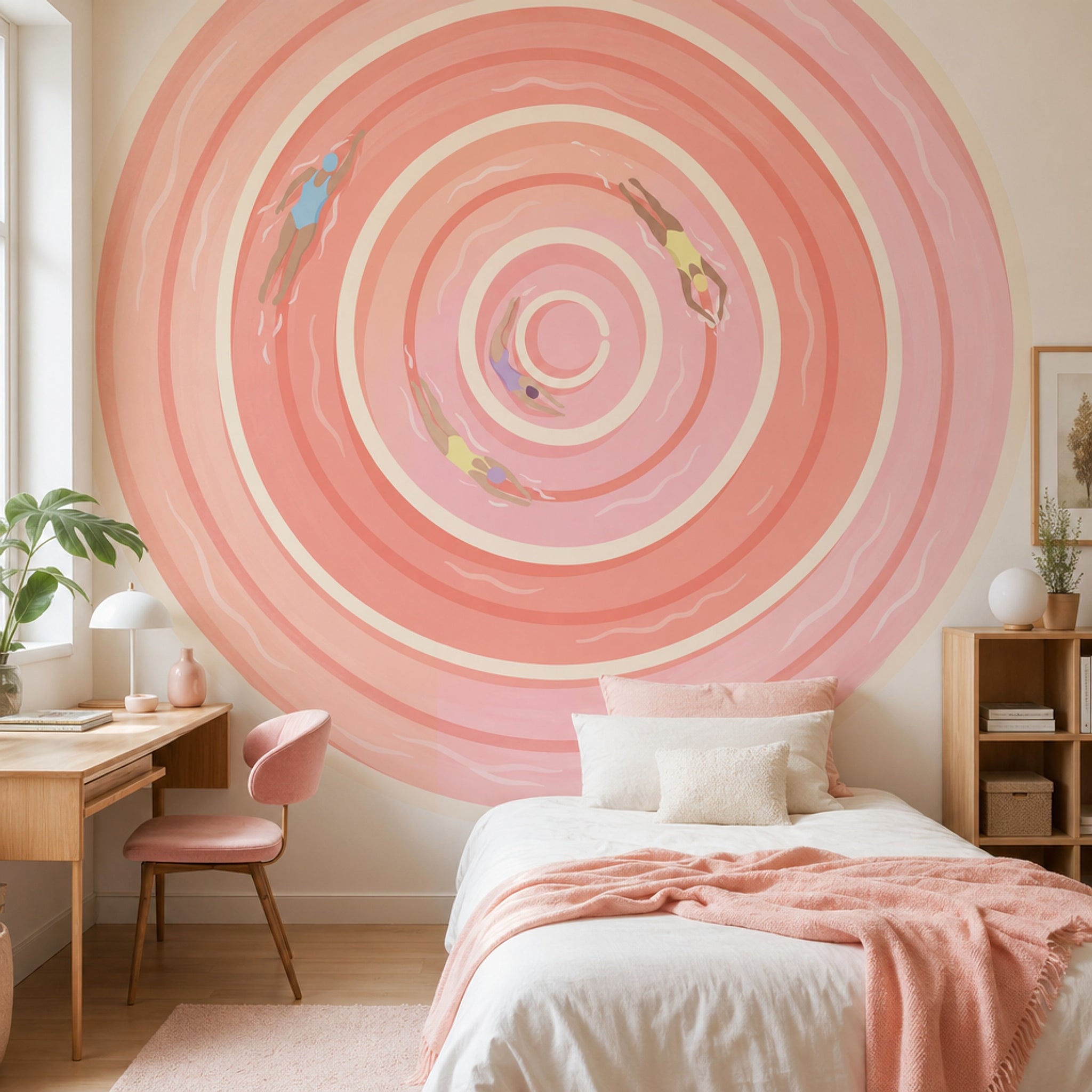 Abstract Spiral Wallpaper Concentric Rings Swimmers Wall Mural