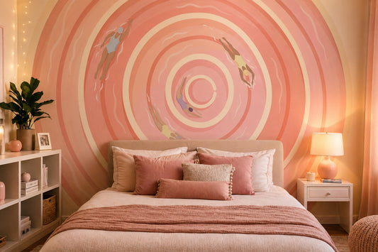 Abstract Spiral Wallpaper Concentric Rings Swimmers Wall Mural