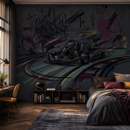 Go Kart Wallpaper Racing Removable Street Art Wall Decor
