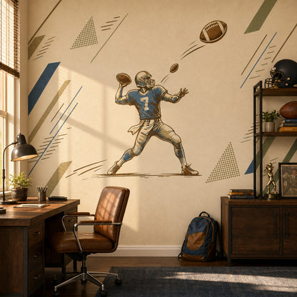 American Football Wallpaper Quarterback Sports Illustration Removable Wall Decor