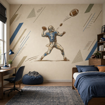American Football Wallpaper Quarterback Sports Illustration Removable Wall Decor