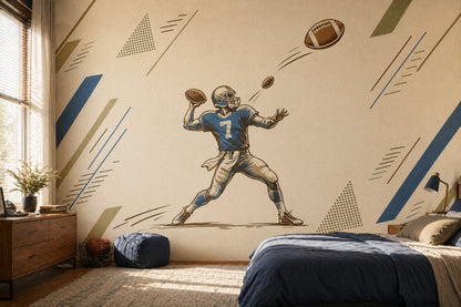 American Football Wallpaper Quarterback Sports Illustration Removable Wall Decor