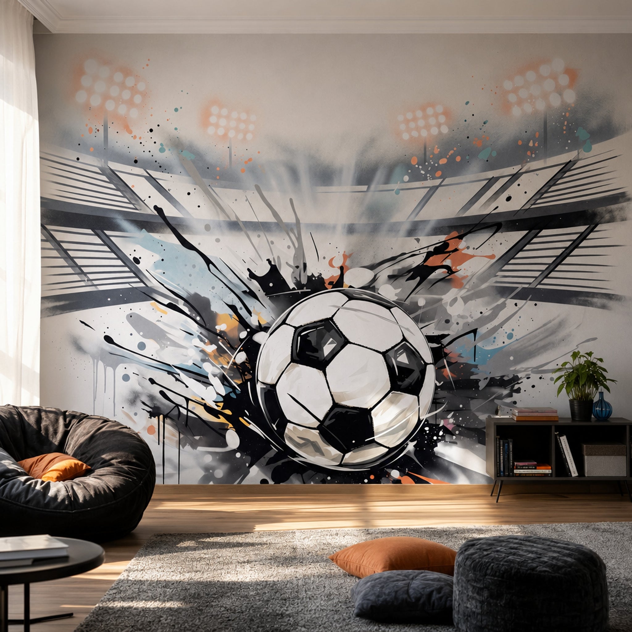 Soccer Wallpaper Stadium Paint Splatter Removable Wall Decor