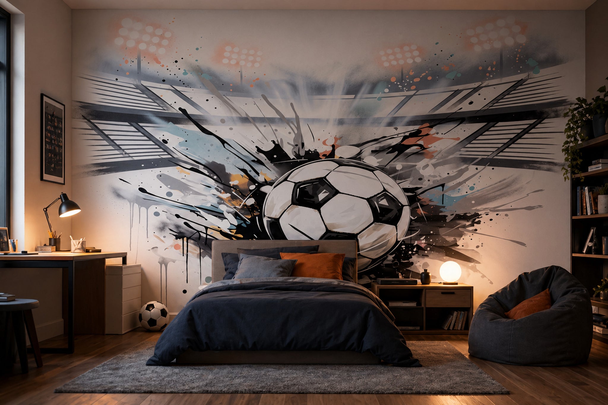 Soccer Wallpaper Stadium Paint Splatter Removable Wall Decor