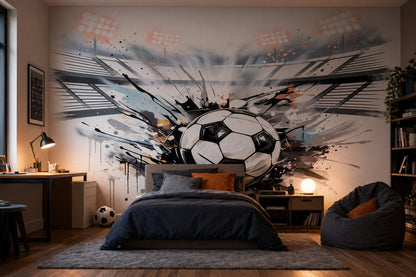 Soccer Wallpaper Stadium Paint Splatter Removable Wall Decor