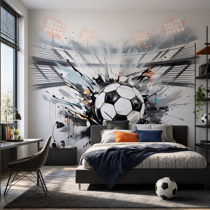 Soccer Wallpaper Stadium Paint Splatter Removable Wall Decor