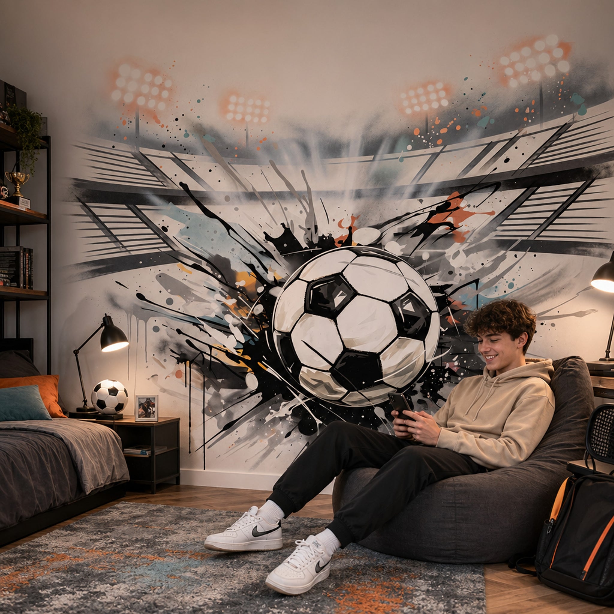 Soccer Wallpaper Stadium Paint Splatter Removable Wall Decor