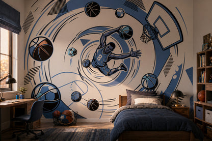 Basketball Wallpaper Dunk Geometric Wall Mural