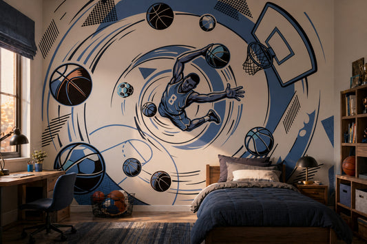 Basketball Wallpaper Dunk Geometric Wall Mural