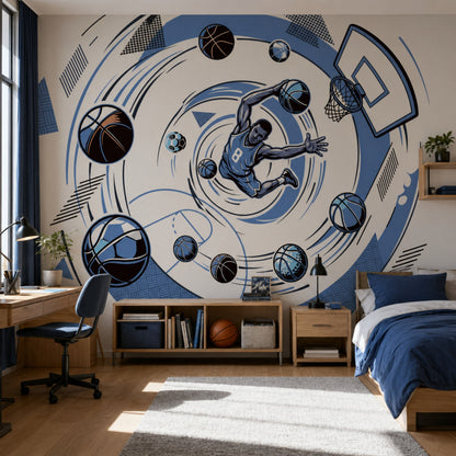 Basketball Wallpaper Dunk Geometric Wall Mural