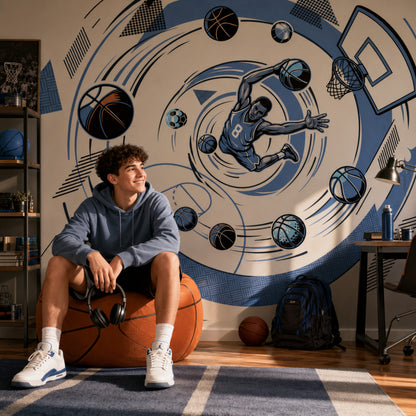Basketball Wallpaper Dunk Geometric Wall Mural