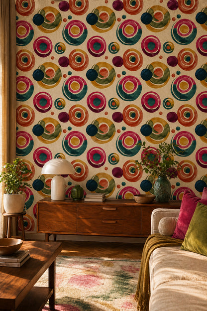Mid Century Modern Wallpaper Retro Geometric Removable Wall Decor