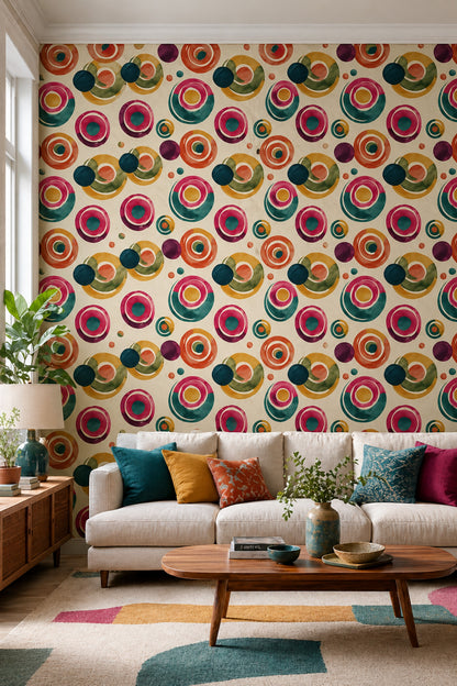 Mid Century Modern Wallpaper Retro Geometric Removable Wall Decor