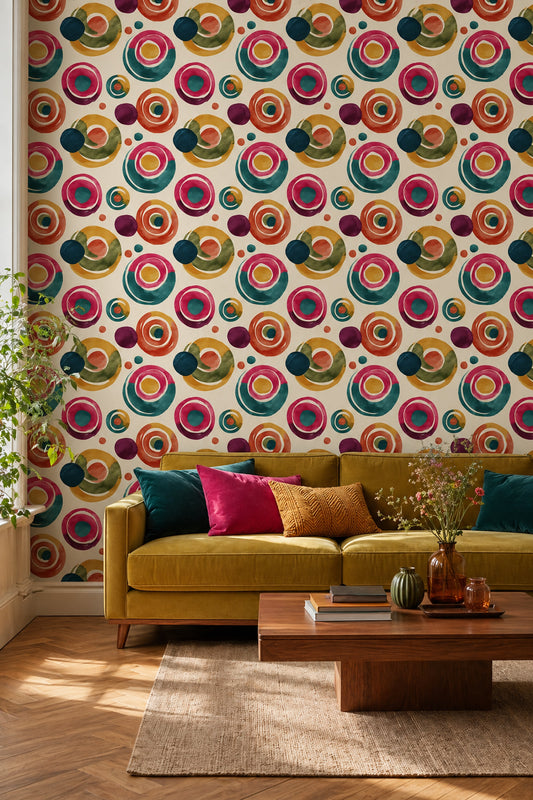 Mid Century Modern Wallpaper Retro Geometric Removable Wall Decor