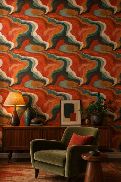 Mid Century Modern Wallpaper Topographic Map Removable Abstract Wall Decor