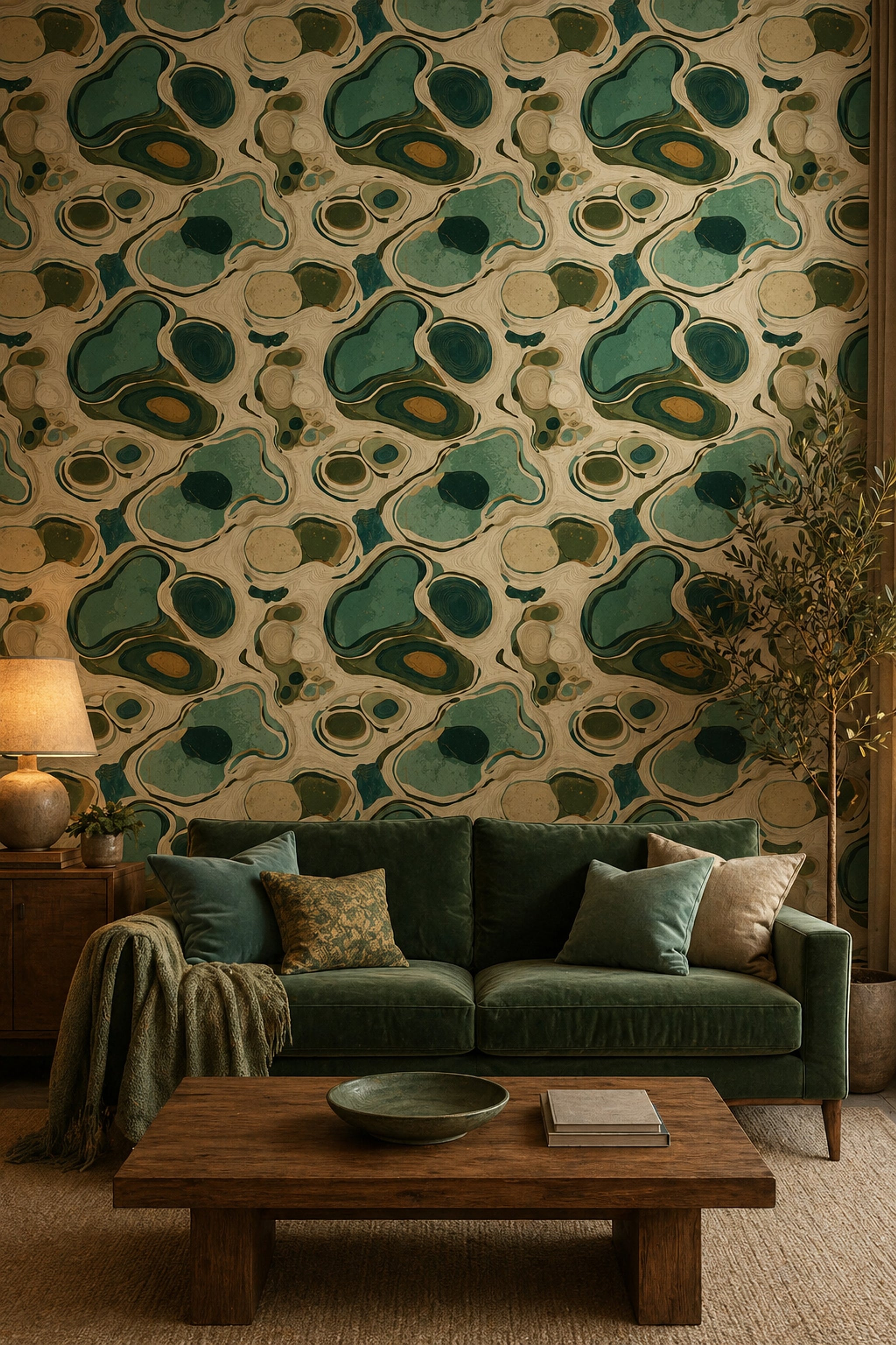 Topographic Lines Wallpaper Marble Organic Shapes Removable Wall Decor