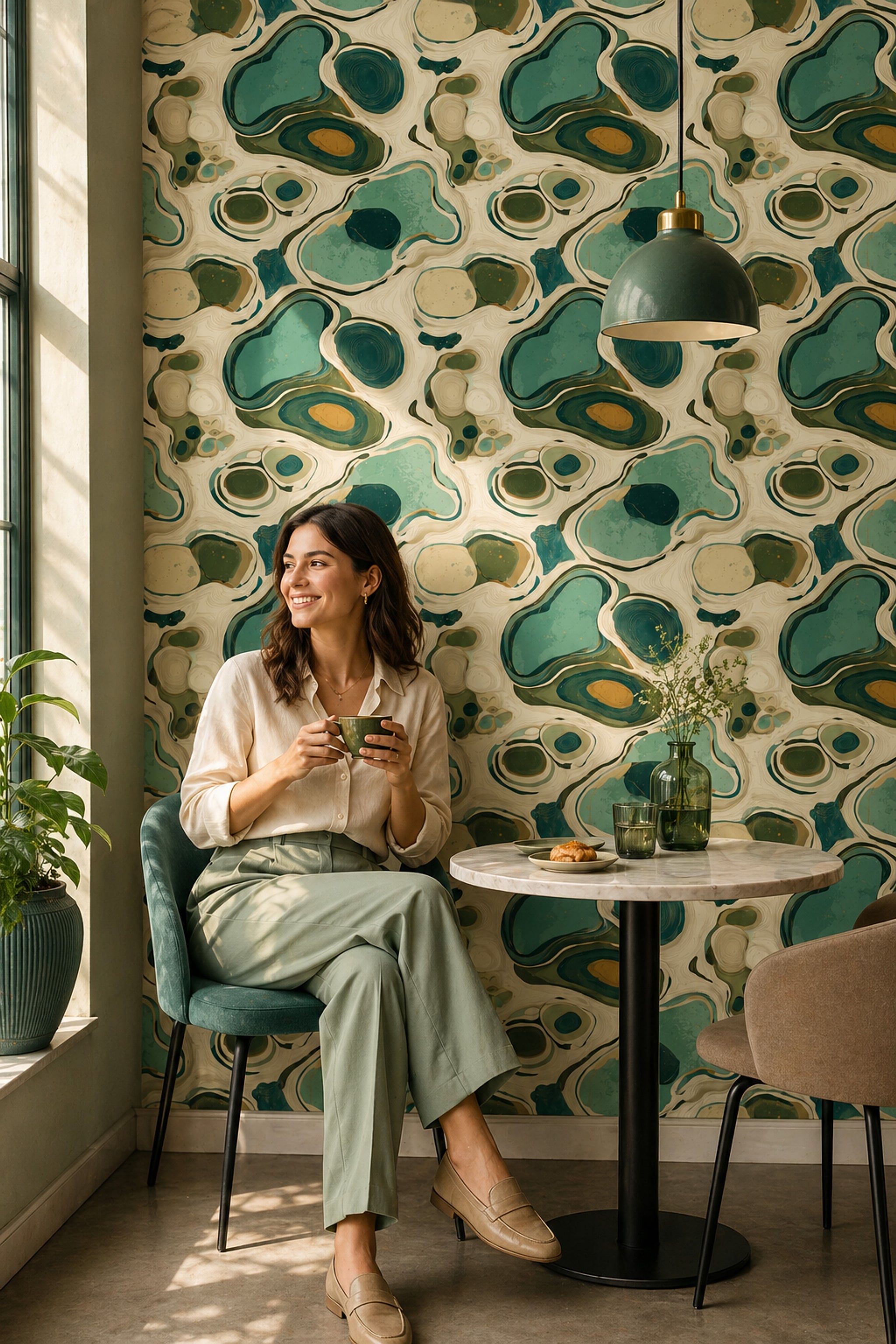Topographic Lines Wallpaper Marble Organic Shapes Removable Wall Decor