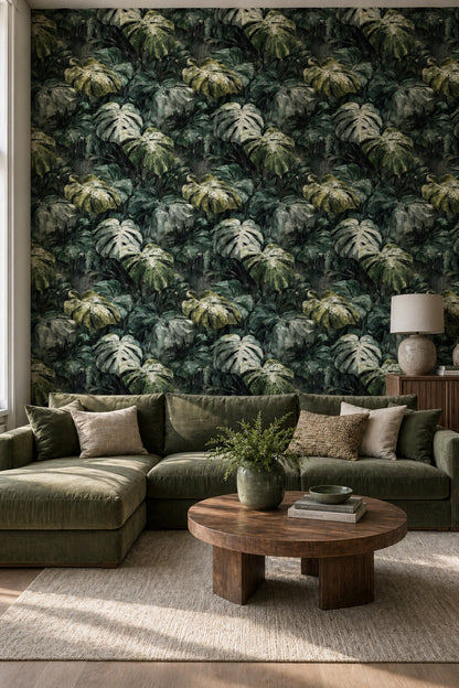 Tropical Leaves Wallpaper Rainforest Removable Botanical Wall Decor