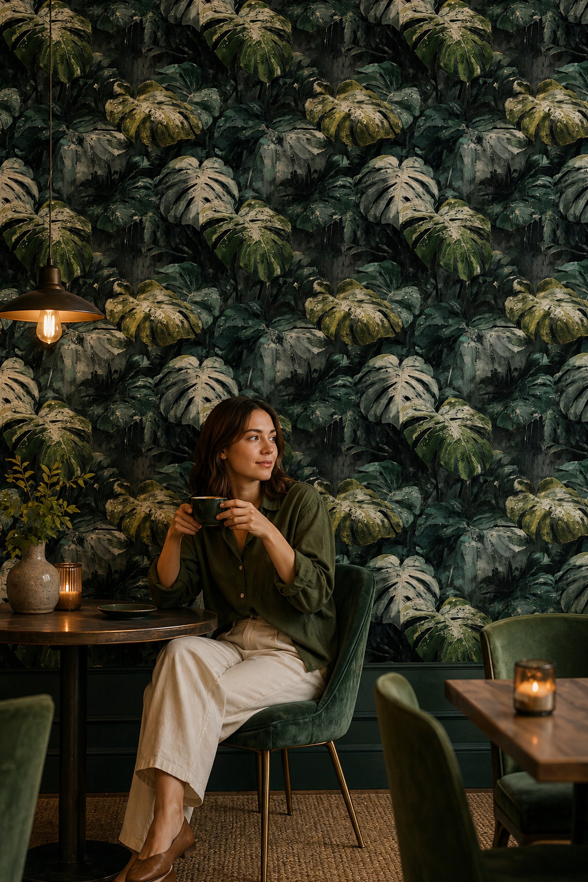 Tropical Leaves Wallpaper Rainforest Removable Botanical Wall Decor