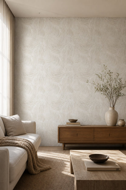 White Background Wallpaper Light Toned Metallic Line Removable Wall Decor