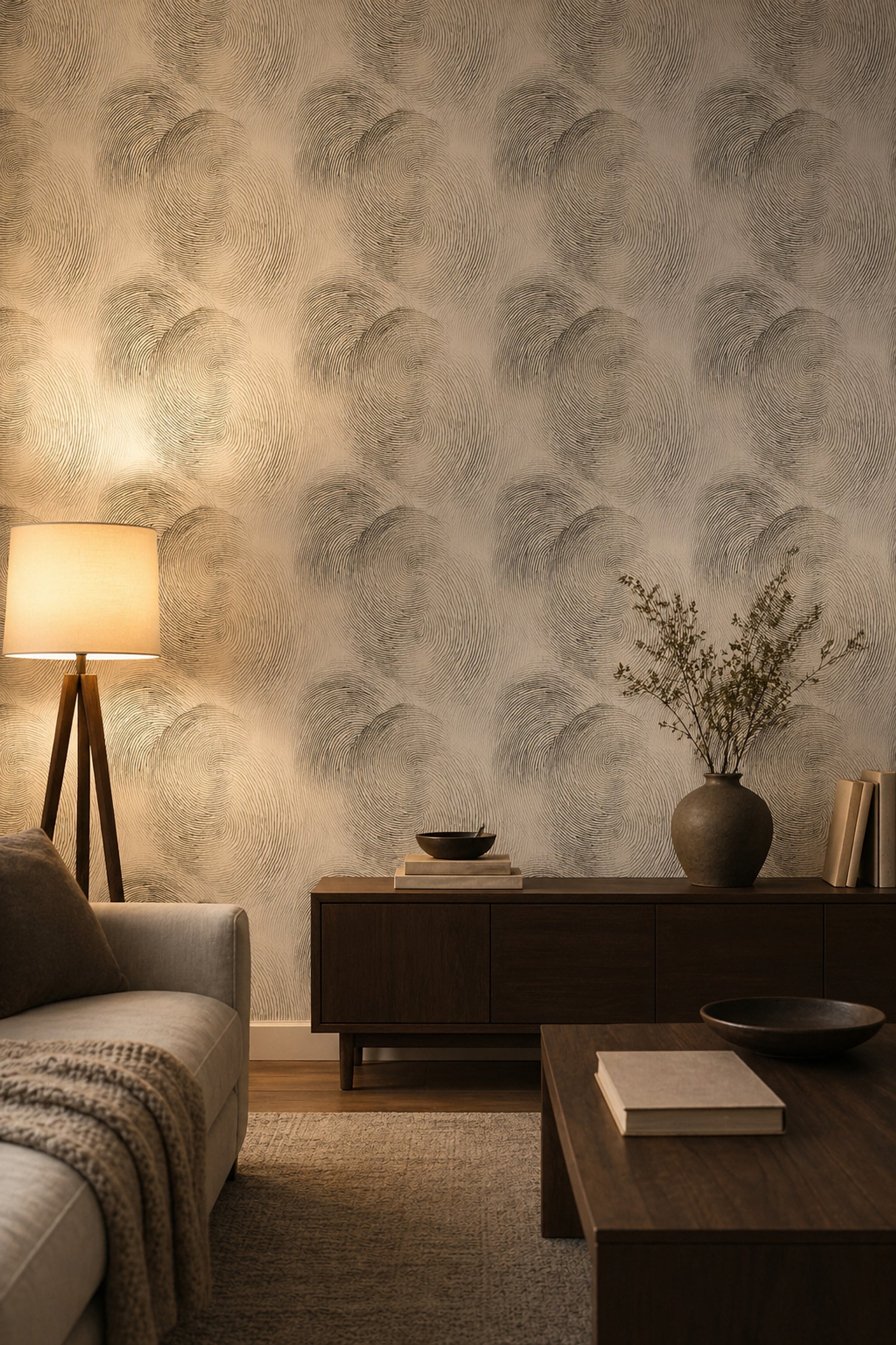 Topographic Map Wallpaper Contour Lines Gradient Decorative Mural