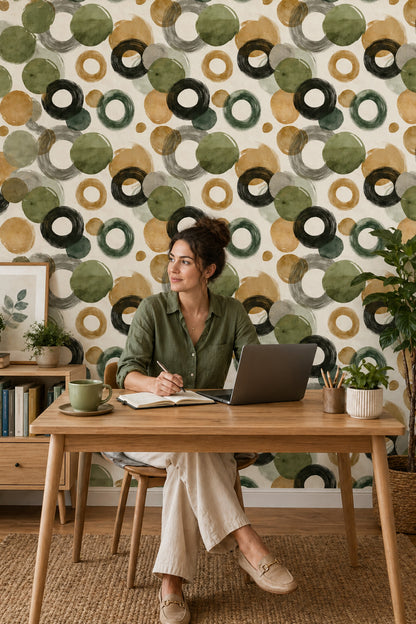 White Background Wallpaper Mid Century Modern Pattern
