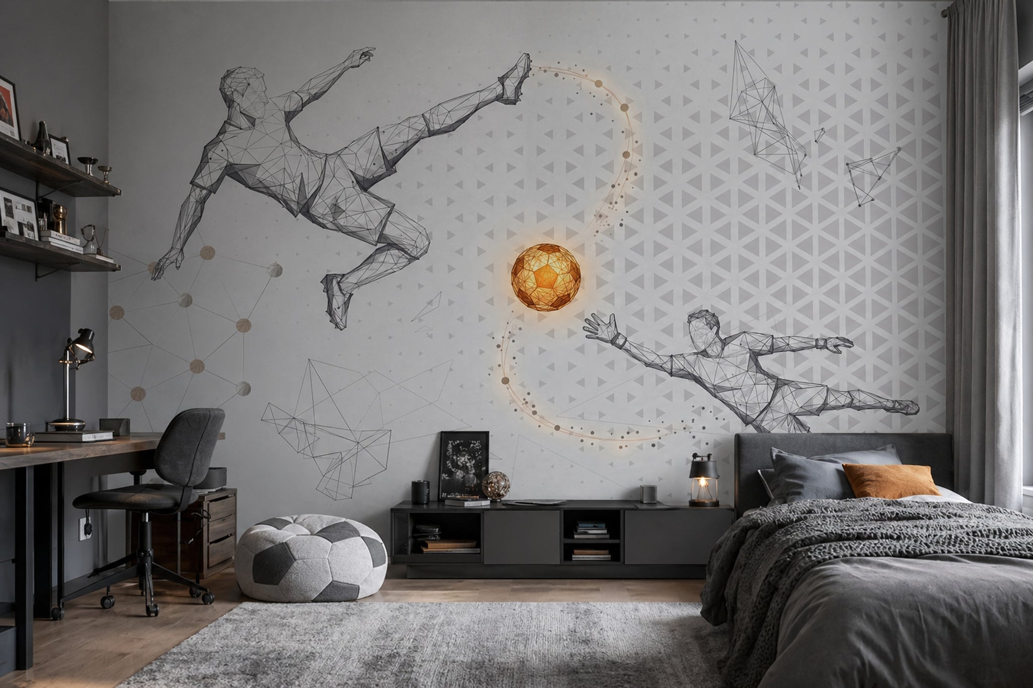 Geometric Wallpaper Wireframe Removable Futuristic Wall Decor