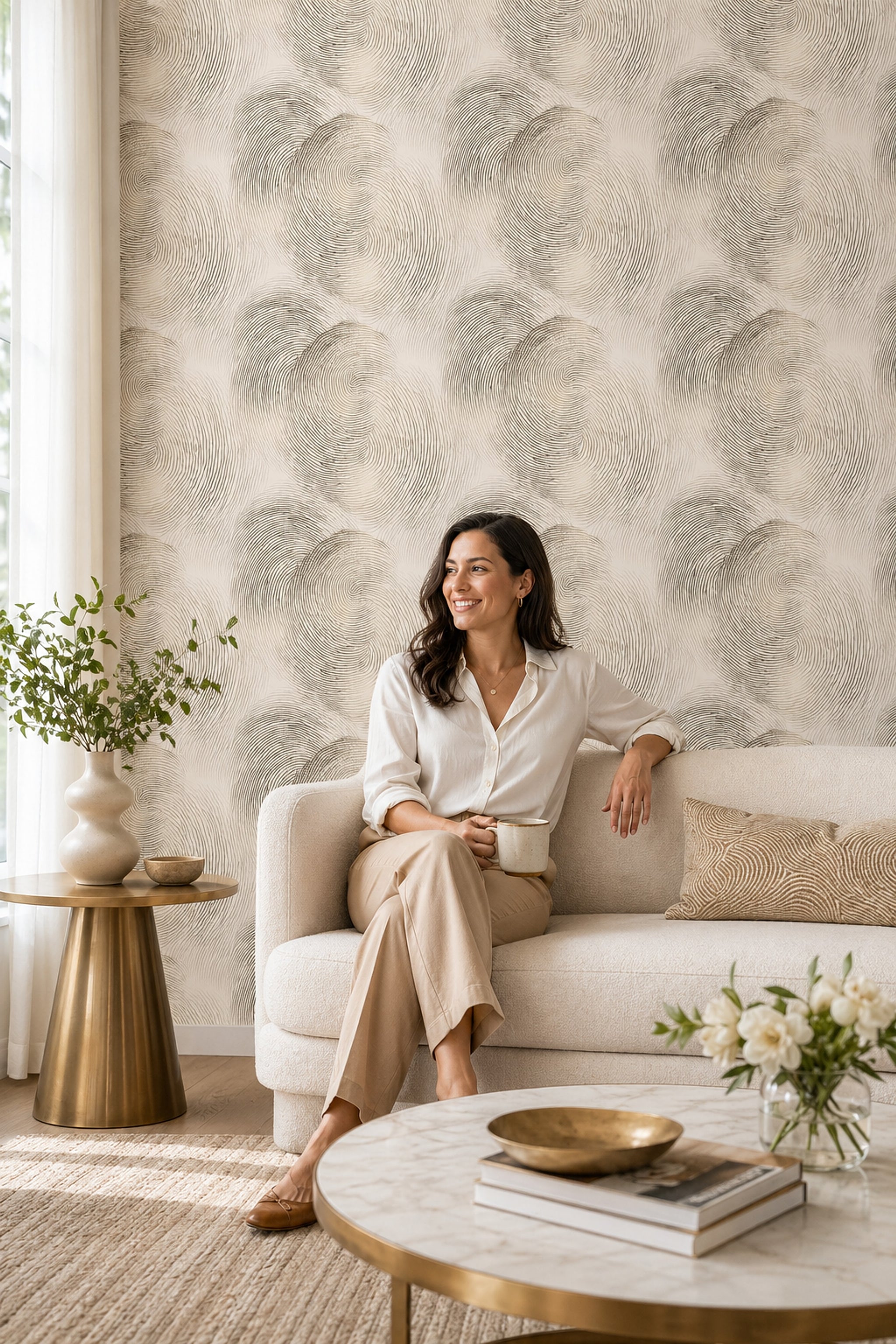 Topographic Map Wallpaper Contour Lines Gradient Decorative Mural