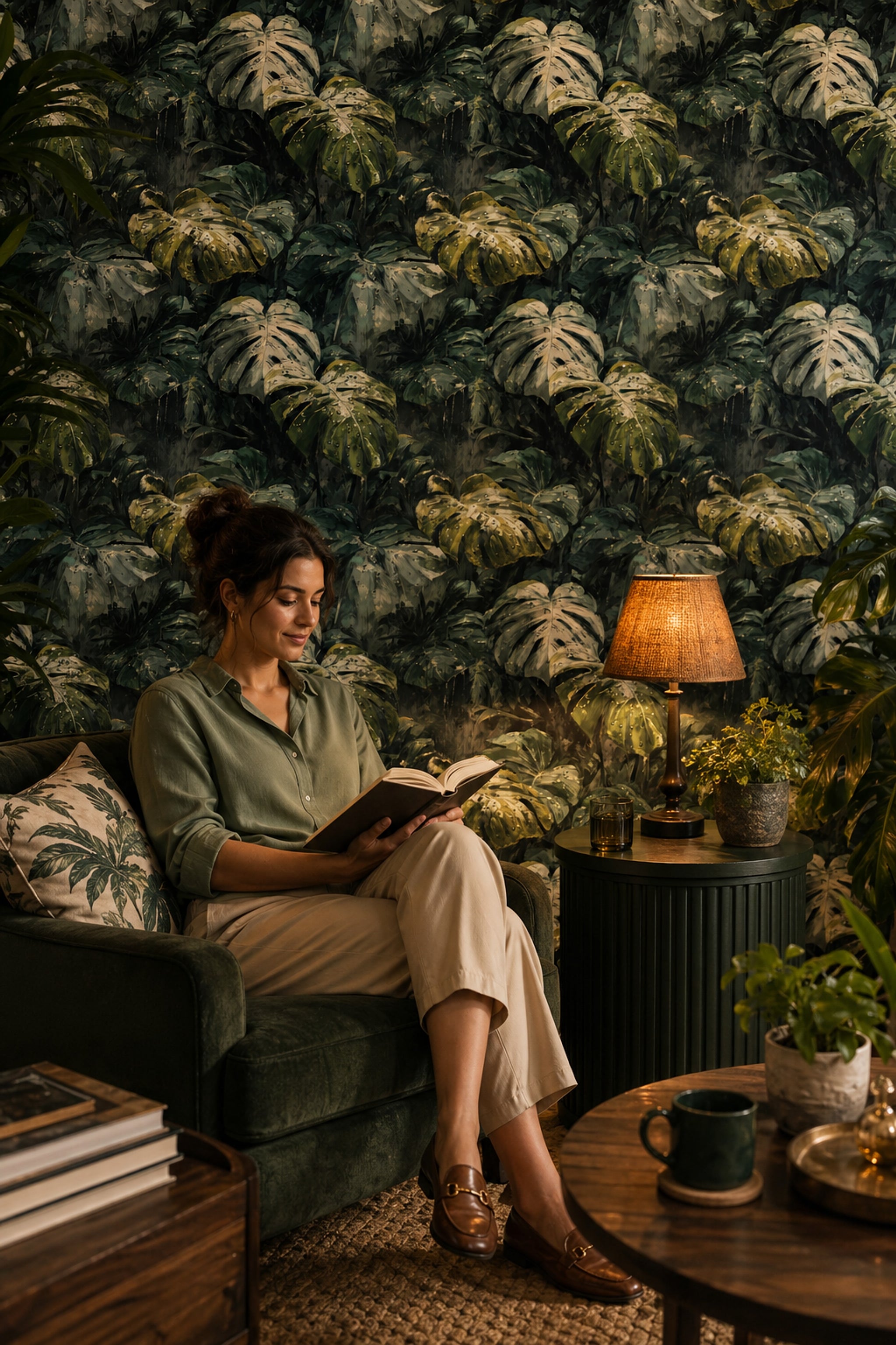 Tropical Leaves Wallpaper Rainforest Removable Botanical Wall Decor