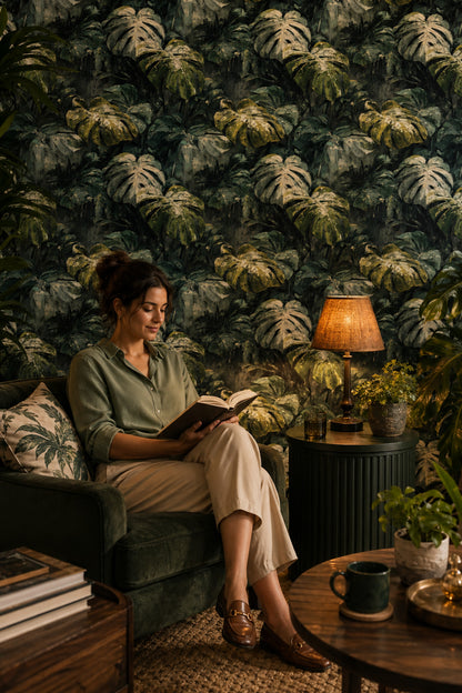 Tropical Leaves Wallpaper Rainforest Removable Botanical Wall Decor