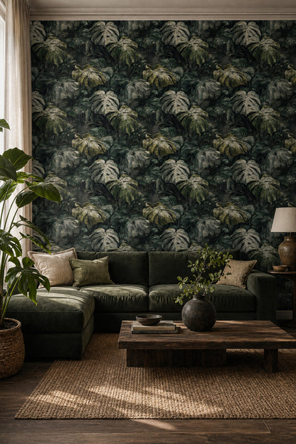 Tropical Leaves Wallpaper Rainforest Removable Botanical Wall Decor