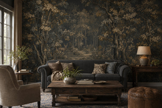 Woodland Wallpaper Forest Landscape Removable Toile Style Wall Decor