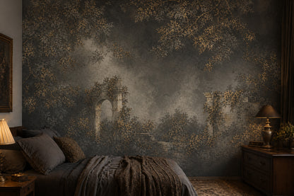 Classical Ruins Wallpaper Stone Arch Removable Overgrown Vines Wall Decor