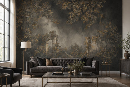 Classical Ruins Wallpaper Stone Arch Removable Overgrown Vines Wall Decor
