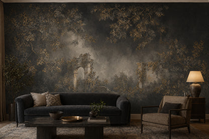 Classical Ruins Wallpaper Stone Arch Removable Overgrown Vines Wall Decor