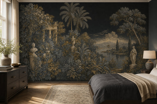 Classical Landscape Wallpaper Tropical Foliage Ruins And Columns Removable Wall Decor