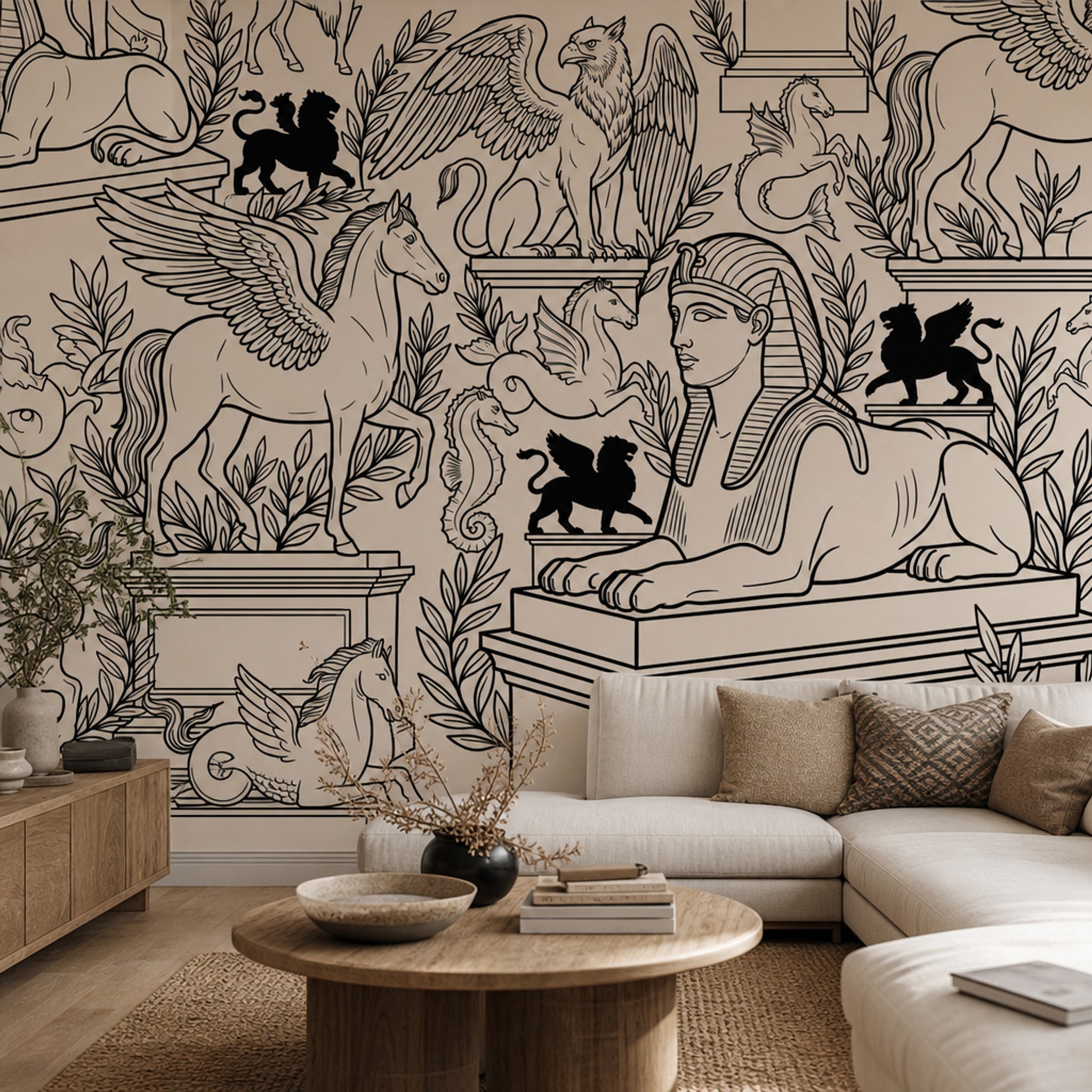Egyptian Sphinx Wallpaper Mythological Creatures Winged Horse Wall Mural
