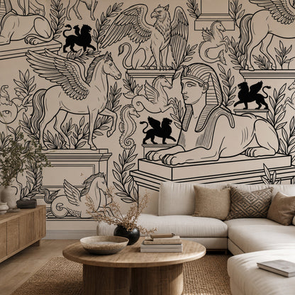 Egyptian Sphinx Wallpaper Mythological Creatures Winged Horse Wall Mural