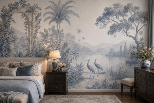 White Background Wallpaper Scenic Landscape Lake Shore Wall Mural