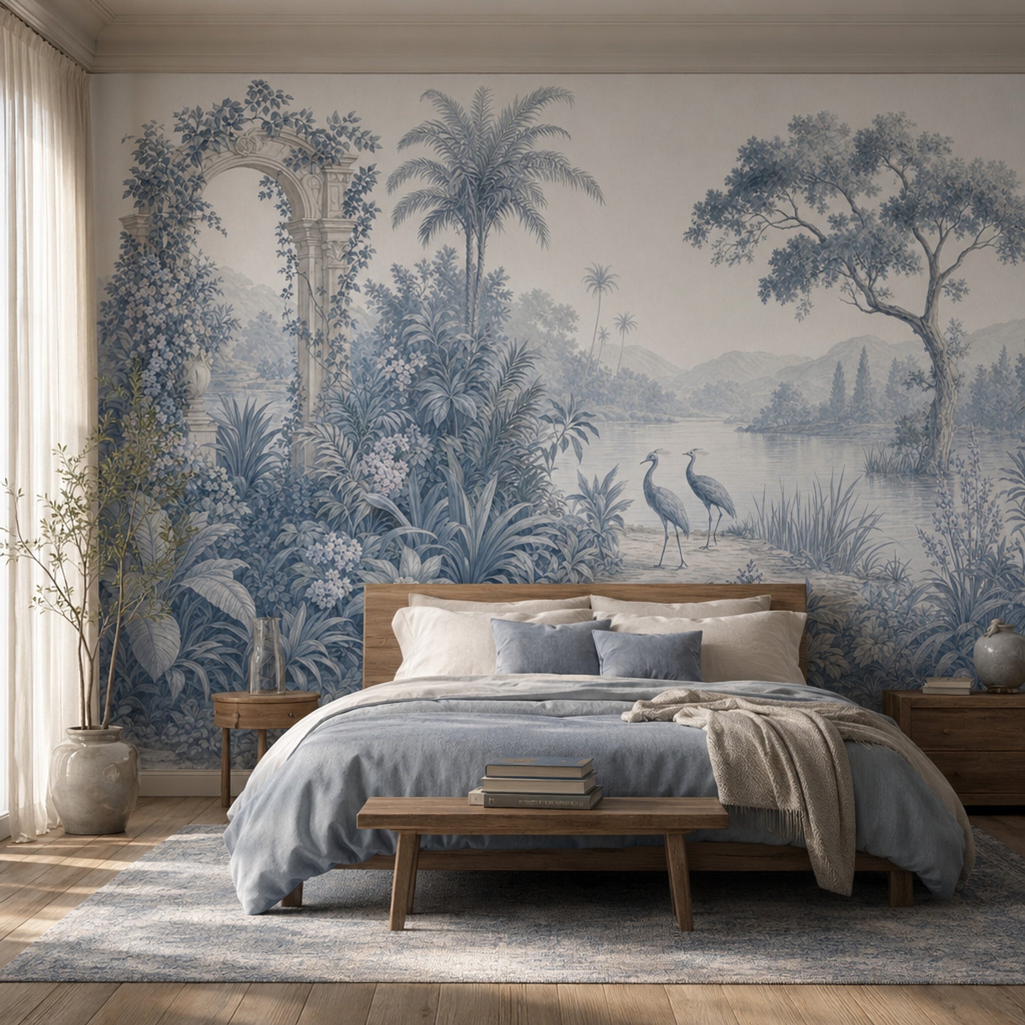 White Background Wallpaper Scenic Landscape Lake Shore Wall Mural