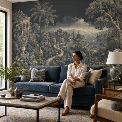 Scenic Landscape Wallpaper Lakeside Vista Removable Tropical Coast Wall Decor