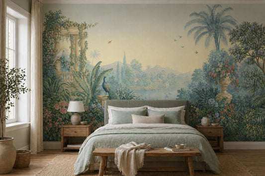 Vintage Mural Wallpaper Pastel Garden Romantic Landscape Wall Mural