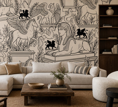 Egyptian Sphinx Wallpaper Mythological Creatures Winged Horse Wall Mural