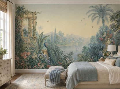 Vintage Mural Wallpaper Pastel Garden Romantic Landscape Wall Mural