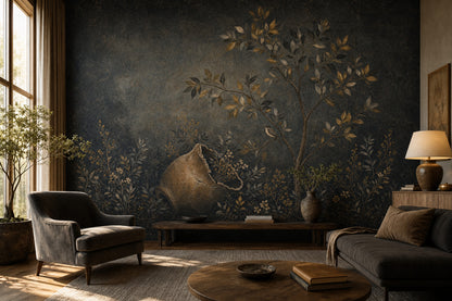 Antique Fresco Wallpaper Toile Removable Cracked Urn Wall Decor
